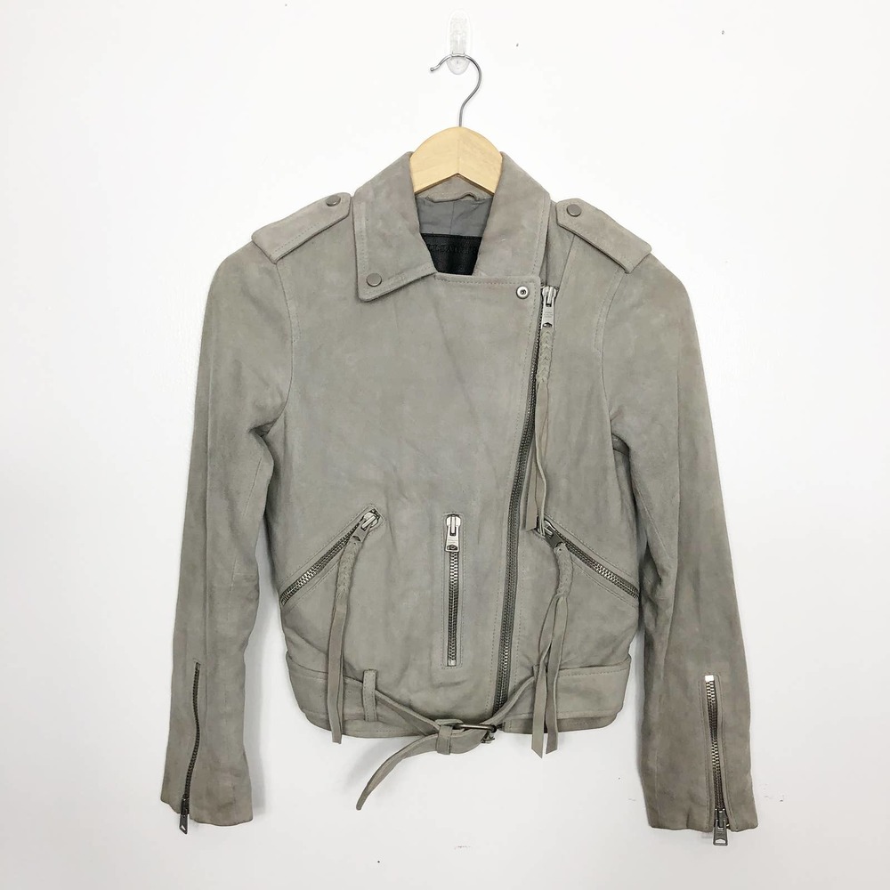 All Saints Gray Leather Jacket